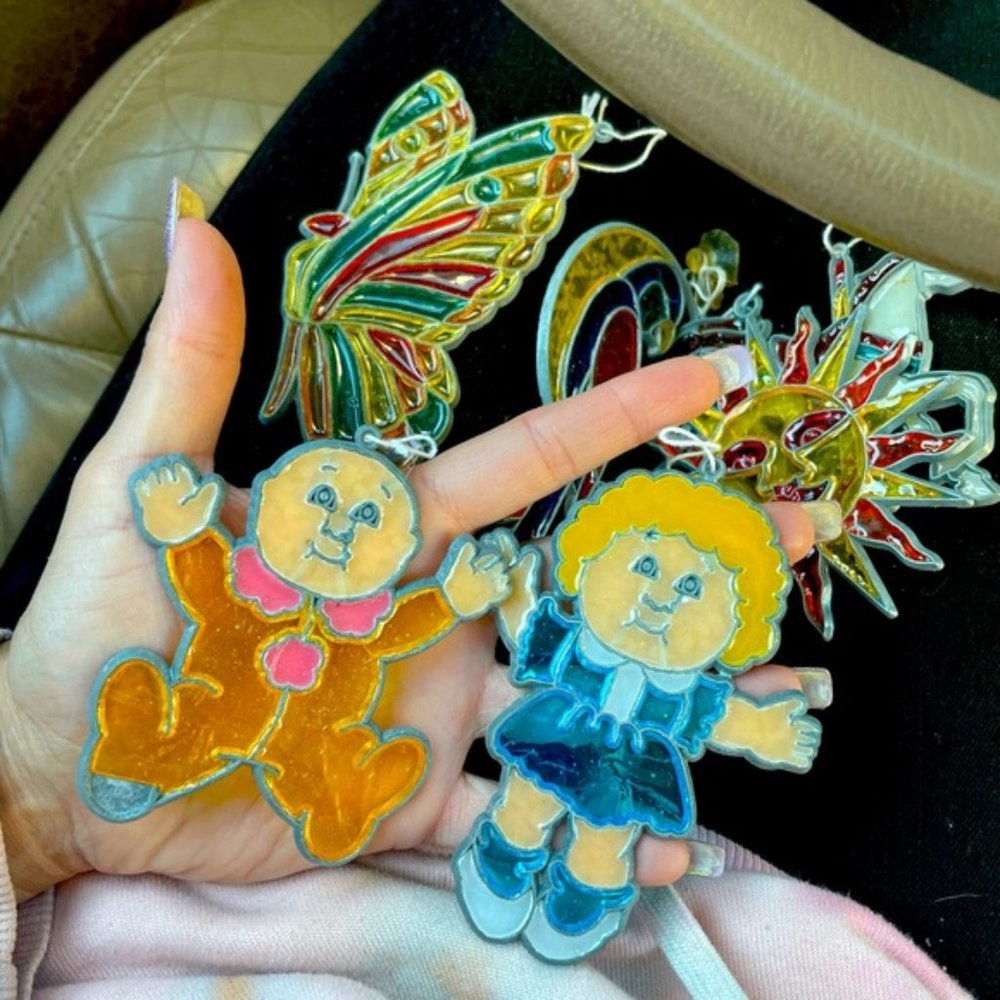 Set of 2 1984 cabbages patch kids stained glass